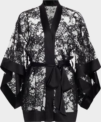 Kiki De Montparnasse Camille Floral Lace Kimono Robe