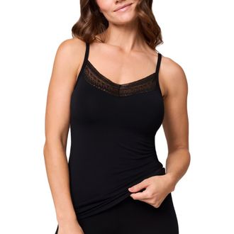 Montelle Intimates Bodybliss Lace Trim Camisole in Black at Nordstrom, Size Xx-Large