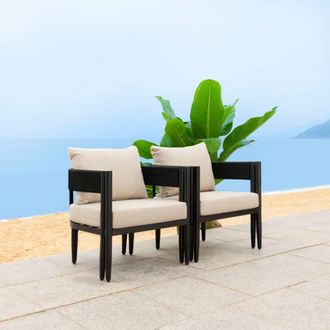 Safavieh Set de 2 sillones metal de negro/beige