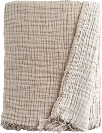 Anaya with Love Crinkled Turkish Cotton Cuddle Throw in Natural Beige at Nordstrom