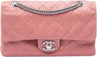 Chanel Pre-owned Vintage Double Flap Schoudertas - Dames - Vintage Schoudertas - Roze - ONE Size - Leer - Vintage