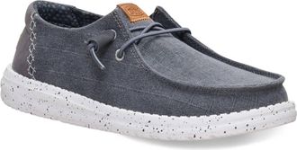 Hey Dude Womens Wendy Chambray Grid Casual Shoe In Charcoal