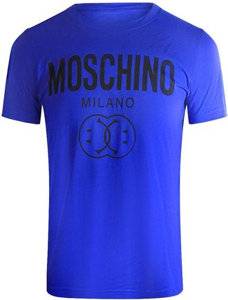 Moschino Womens Moschino Double Smiley Blue T-Shirt - Size: 10/8