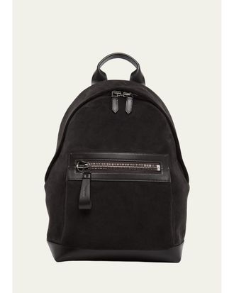 Tom Ford Mens Buckley Suede Leather-Trim Backpack