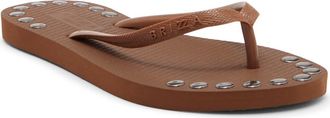 Arezzo Studded Flip Flop in Brown With Gold at Nordstrom, Size X-Large