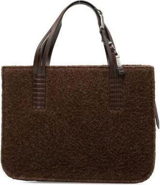 Chanel Pre-owned Tote Bags, female, Brown, Size: ONE SIZE Pre-owned Logo Shearling Leather 2way Bag