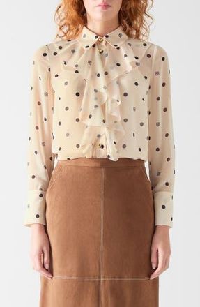 L.k. Bennett Hester Print Georgette Shirt in Ivory Multi at Nordstrom Rack, Size 10 Us / 14 Uk