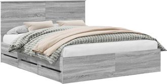vidaXL Estructura De Cama Gris Sonoma 160 X 200 Cm Madera Ingenieril Vidaxl