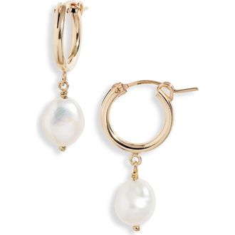 Set & Stones Adelle Keshi Pearl Hoop Earrings in Gold at Nordstrom