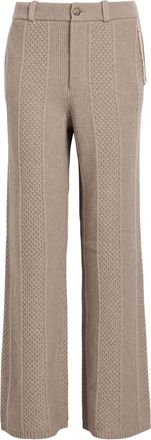 Guest In Residence Tailored Cable Wool and Cashmere-blend Trousers - Taupe - S (UK8-10 / S)