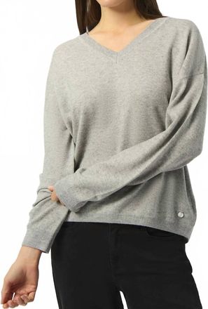 Joseph Ribkoff V Neck Boxy Sweater In Light Grey