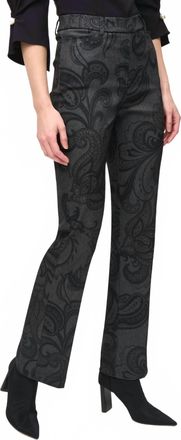 Joseph Ribkoff Paisley High Rise Trousers In Black / Grey