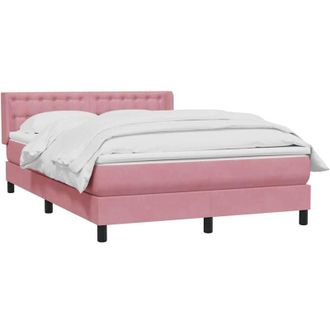 vidaXL Cama Box Spring Con Colch&oacute;n Terciopelo Rosa 140x210 Cm Vidaxl