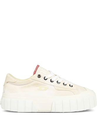 Diesel round-toe platform sneakers - women - Cotton/Rubber/Fabric - 35 - White