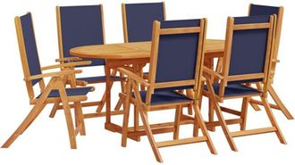 vidaXL vidaXL 7 Piece Garden Dining Set Solid Wood Acacia and Textilene