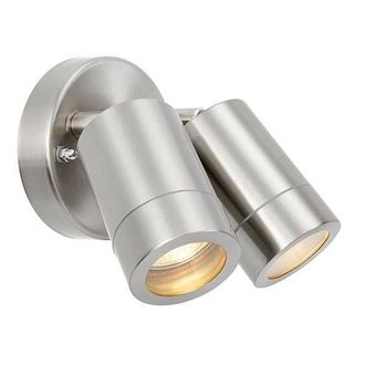 Netlighting Atlantis 2 Light Outdoor Coastal Spotlight Marine Grade Brushed Stainless Steel Glass IP65 GU10 in Grey
