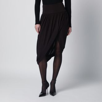 Alaia Gonna in jersey fluido marrone ebano