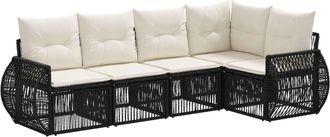 vidaXL Conjunto De Sof&aacute;s De Jard&iacute;n 5 Uds. Negro Y Blanco Crema Vidaxl
