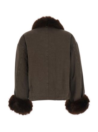 Pinko Womens Jacket Fox Effect Brown Cotton Coat