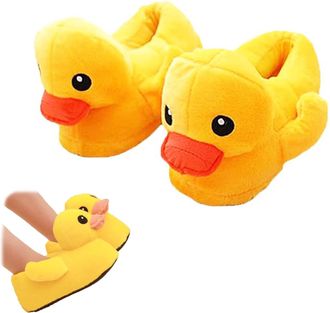 Generic Duck Slippers, Cute Plush Duck Slippers for Women, Soft Comfortable Household Shoes, Non-Slip Animal Slippers for Indoor (A, Adult, Women, 2.5, Numeri