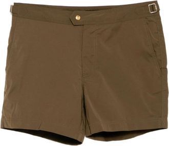 Tom Ford Micro Compact Zwemshort met Gespdetail - Heren - Strandmode - Bruin - XL - Polyester - Badmode