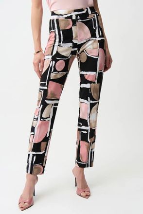 Joseph Ribkoff Silky Knit Abstract Print Straight Pull-On Pants in Black/multi at Nordstrom, Size 10 29