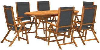 vidaXL vidaXL 7 Piece Garden Dining Set Solid Wood Acacia and Textilene