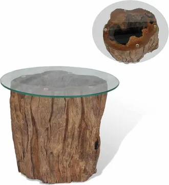 vidaXL Mesa De Centro De Teca Y Vidrio 50x40 Cm Vidaxl