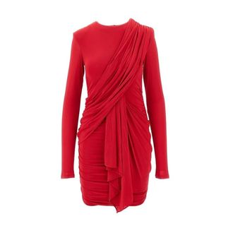 Isabel Marant Gedrapeerde minijurk met lange mouwen - Dames - Jurken - Rood - Maat: XS Viscose