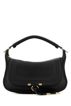 Chlo&eacute; Black Leather Small Marcie Shoulder Bag