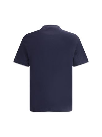 Brunello Cucinelli Mens Cotton T-Shirt Cobalto+grigio Medio T-Shirts And Polos