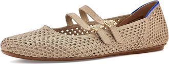 Rothy's The Double Buckle Mary Jane Womens Dress Flat Shoes Dune Mesh : 10.5 M