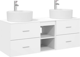 vidaXL Juego De Muebles De Ba&ntilde;o 3 Uds. Blanco 49,5 X 44,5 X 65 Cm Vidaxl