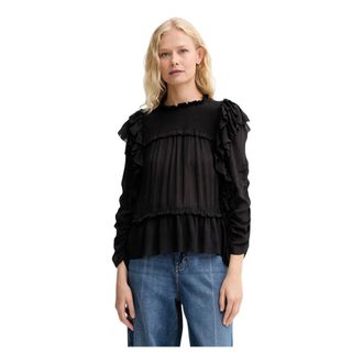 Munthe Overhemden, Dames, Zwart, XS, Leer, Crisp Blouse