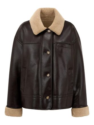 TOMBOY collared button jacket - women - Artificial Leather/Polyester/Artificial Fur - OS - Brown