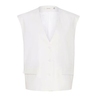 Gestuz Waistcoats, female, White, L, White Linen Waistcoat with V-Neck