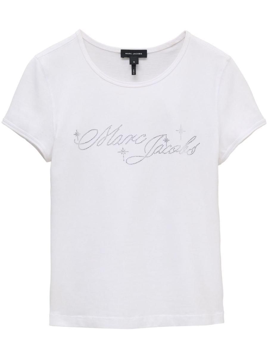Tシャツ・カットソー Marc Jacobs White T-Shirt With Logo And Micro Crystals Marc Jacobs White T-shirt with logo and micro crystals