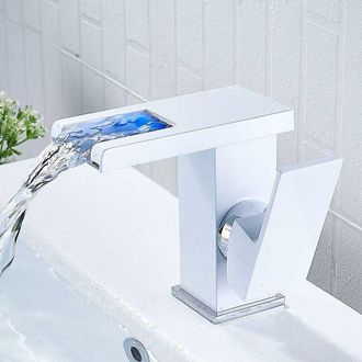 OEM Grifo De Ba&ntilde;o Con Cascada Led, Blanco