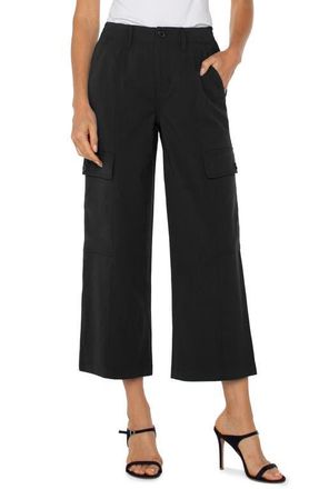 Liverpool L.A. High Waist Crop Wide Leg Cargo Pants in Black at Nordstrom, Size 12