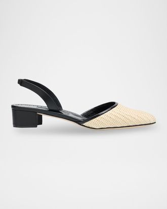 Manolo Blahnik Woven Slingback Ballerina Pumps