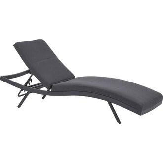 Beliani Beliani - Tumbona Reclinable De Metal Textil Trenzado Gris Grafito Acolchado Espuma Amelia