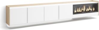 Skraut Home Skraut Home - Mueble Tv, Televisi&oacute;n, Muebles De Sal&oacute;n, Almacenaje, 315x35x50cm, Para Tv Hasta 80, Chimenea El&eacute;ctrica Xxl, Colgado, Suspendido, Led, Es