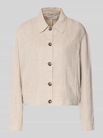 Moss Copenhagen Jacke aus Leinen-Mix mit Kentkragen Modell Viana Ginia in Beige, Gr&ouml;&szlig;e XL