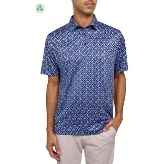 Con.Struct Regular Fit Micro Mexi Skulls Print Recycled Performance Golf Polo in Navy/blue at Nordstrom, Size Xxx-Large