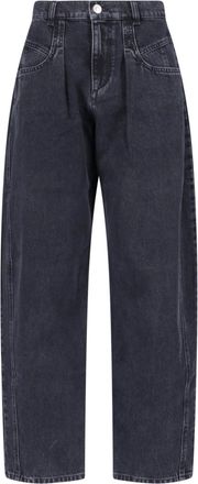 Isabel Marant Washed Black Denim Wide-Leg Jeans
