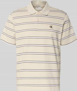Calvin Klein Jeans Regular Fit Poloshirt mit Logo-Stitching in Beige, Gr&ouml;&szlig;e XXL