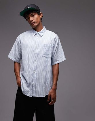 Carhartt Work in Progress Phelps - Camicia a maniche corte bianca a righe-Bianco