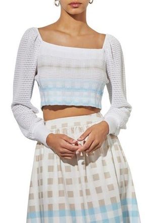 Ming Wang Square Neck Crop Sweater in D Blue/Hz/Lm/W at Nordstrom Rack, Size X-Large