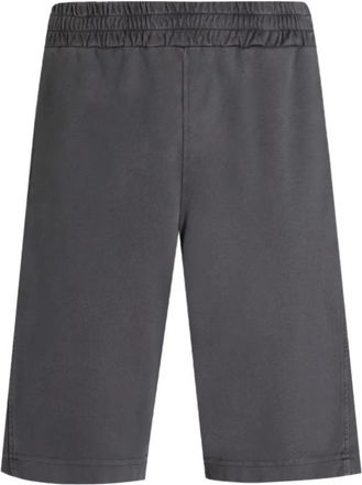 Dolce & Gabbana Korte Broeken, Heren, Grijs, M, Katoen, Jersey Shorts met Zakken en Elastische Tailleband