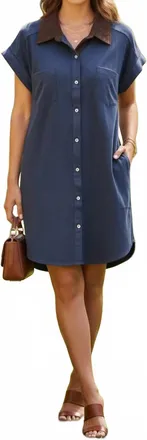 She + Sky High Street Tailored Mini Shirt Dress In Blue